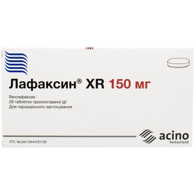 Лафаксин XR табл.пролонг.действ.150мг №28 (14х2) блист.в уп./