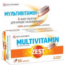 Зест мультивітамін, тришарові таблетки № 30