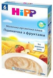 HIPP Каша молочная органич.пшеничная с фруктами 250г