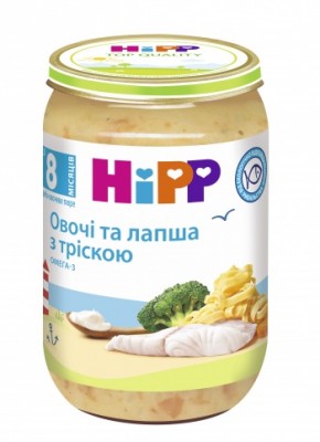 HIPP Пюре Овощи и лапша с треской 220г