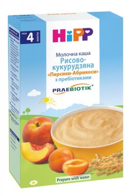 HIPP Каша молочная органич.рисово-кукурузная персик-абрикос с пр